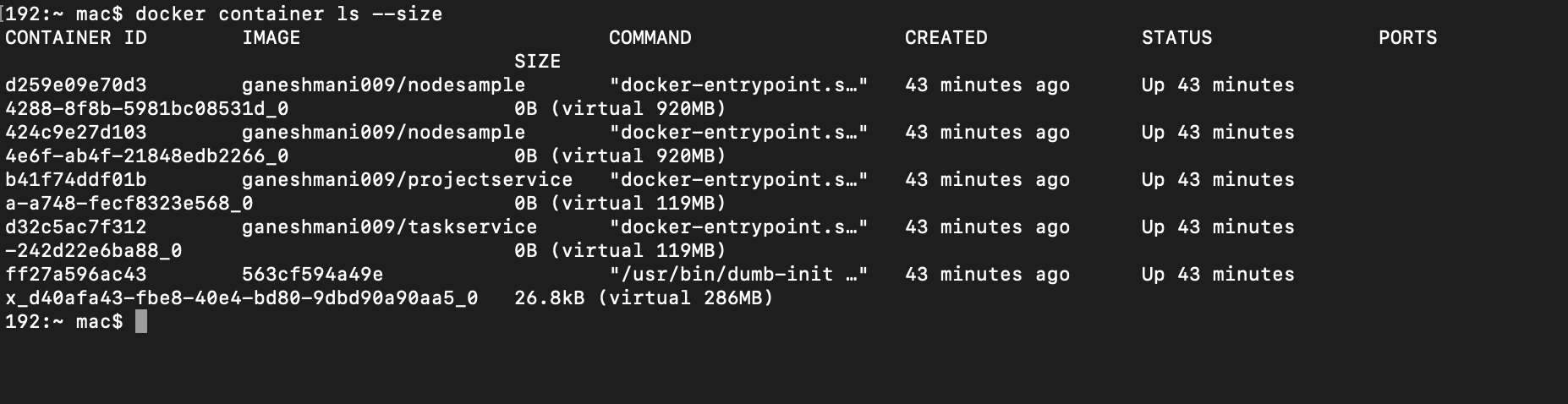 docker containers commands